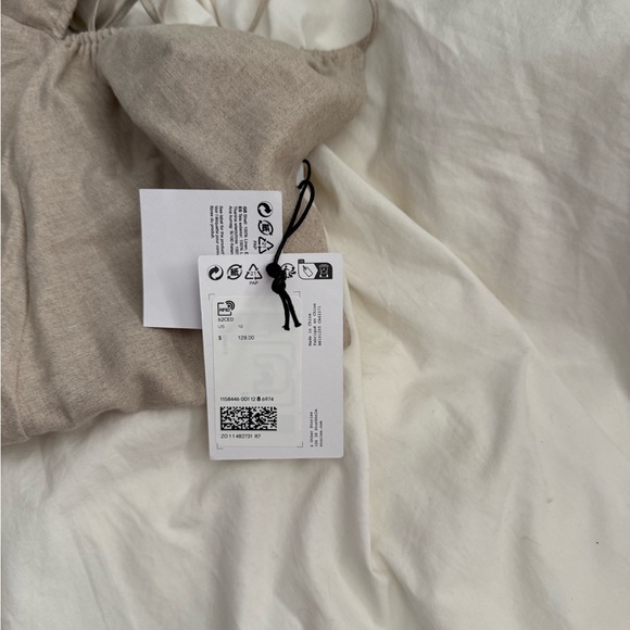 & Other Stories Cream Tan Strapless Sheath Dress linen size 10 open back - Picture 6 of 11